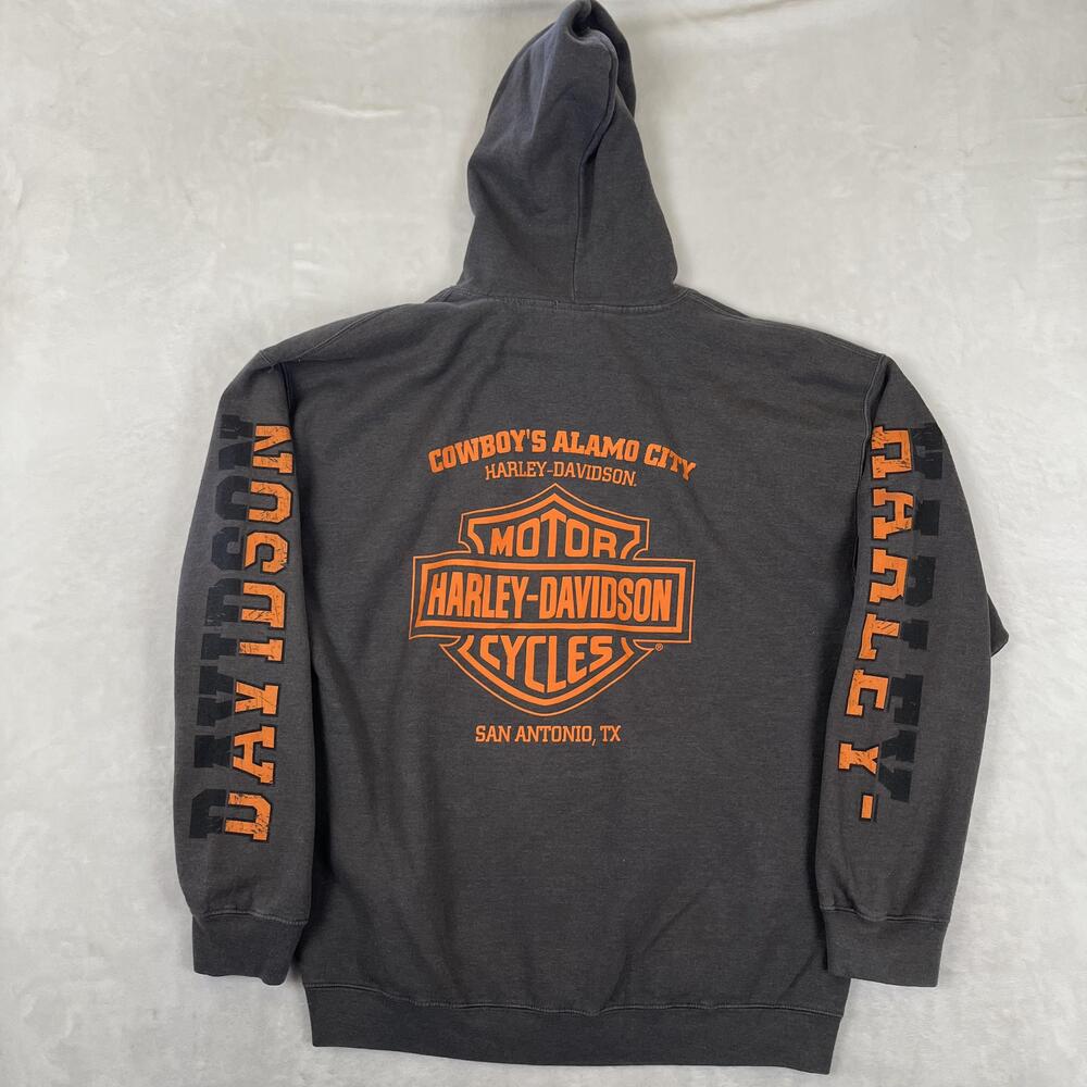 Harley-Davidson Hoodie Mens XL Gray Full Zip Fleece Sweatshirt San Antonio TX